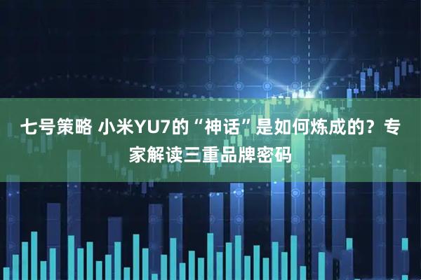 七号策略 小米YU7的“神话”是如何炼成的？专家解读三重品牌密码